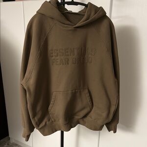 Essentials Brown Fear of God Hoodie Relaxed Fit Pullover Authentic